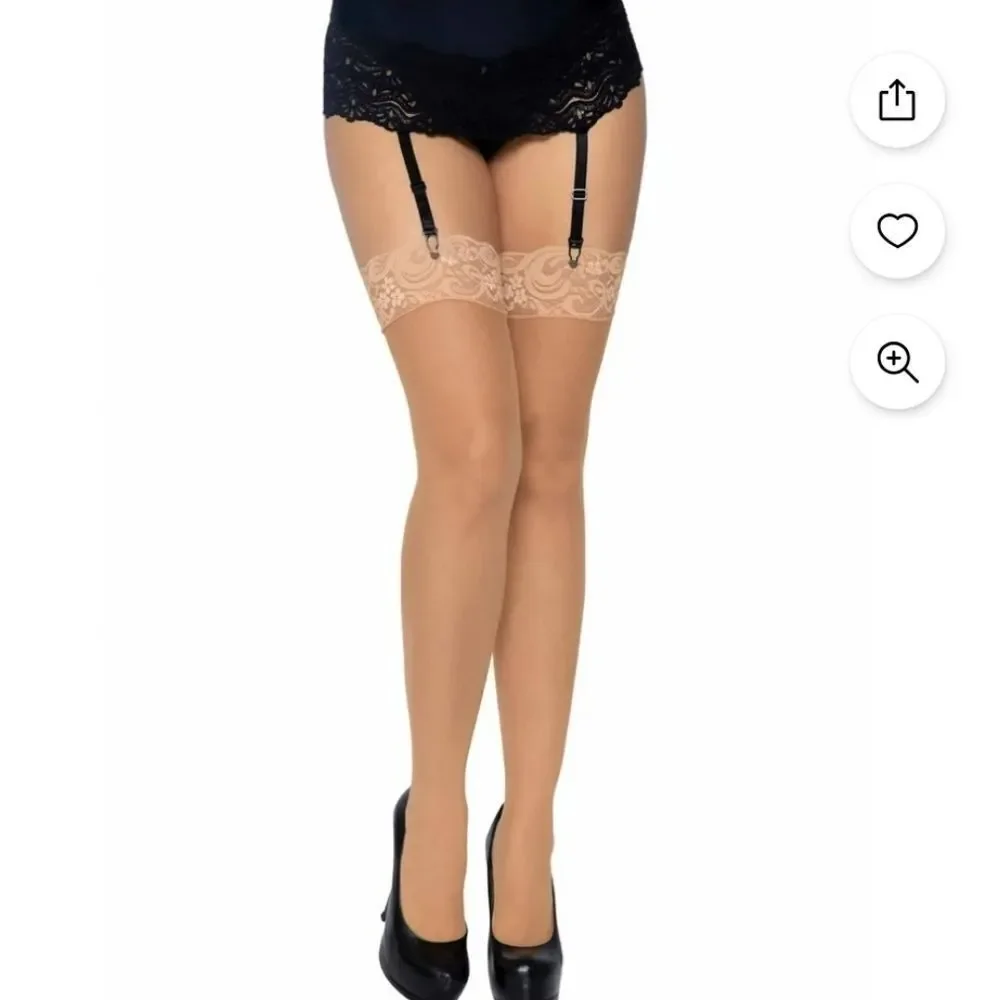 Leg Avenue Womens Sheer Lace Top Backseam Stockings - New